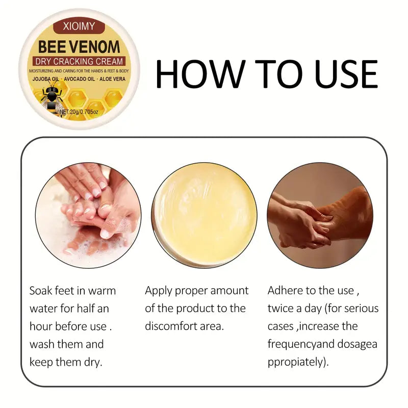 BeeRelief™ - Bee Venom Dry Crack Cream 🐝✨ | Deep Moisturizing & Hydrating for Hands, Feet & Body