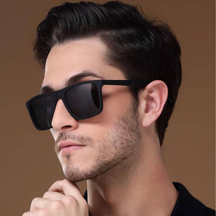 Phantom Men's Square Sunglasses with Free Cleansing Spray