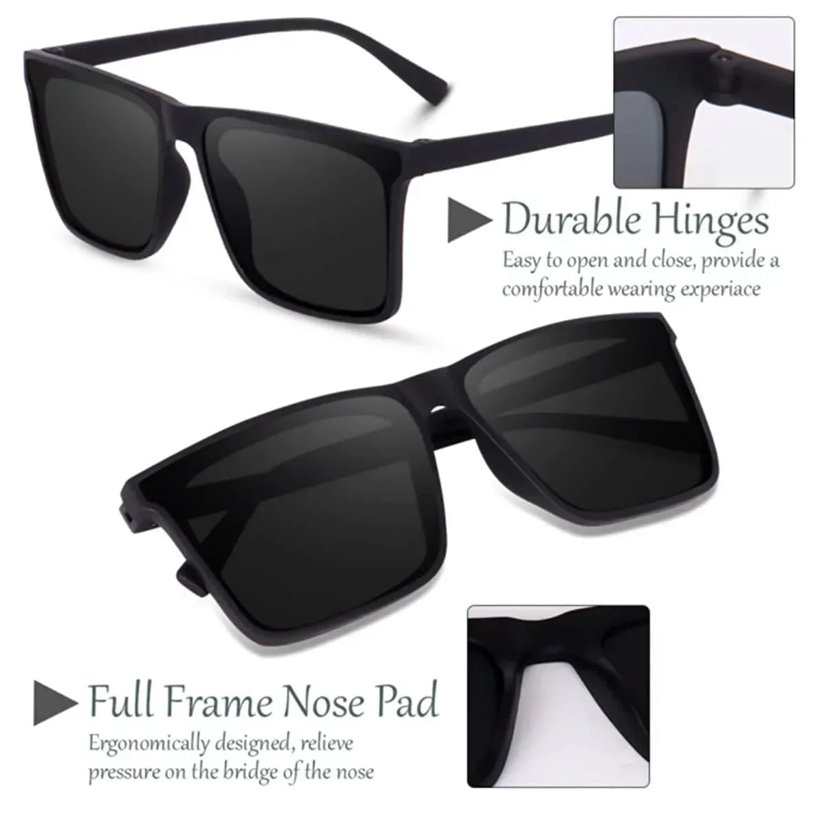 Phantom Men's Square Sunglasses with Free Cleansing Spray